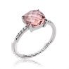 Bague Argent Rhodié Pierre Rose Coussin - Kara Bijoux