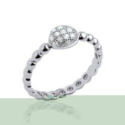 Bague Argent Rhodié Perlée Goutte Scintillante - Kara Bijoux