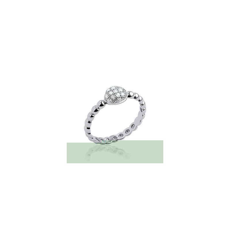 Bague Argent Rhodié Perlée Goutte Scintillante - Kara Bijoux