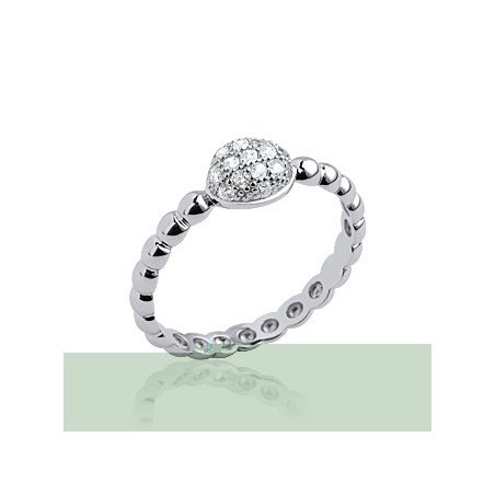 Bague Argent Rhodié Perlée Goutte Scintillante - Kara Bijoux
