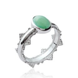 Bague Aventurine Ovale Argent Rhodié - Kara Bijoux