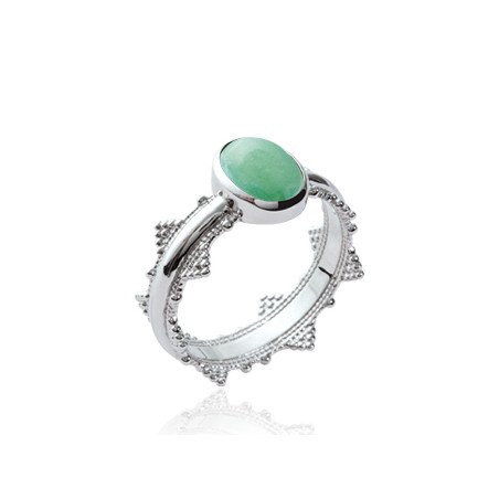 Bague Aventurine Ovale Argent Rhodié - Kara Bijoux