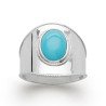 Bague Manchette Argent Rhodié Cabochon Bleu Ovale | Kara Bijoux