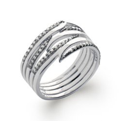 Bague Vagues Scintillantes Argent Rhodié Zircons | Kara Bijoux