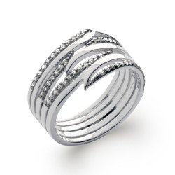 Bague Vagues Scintillantes Argent Rhodié Zircons | Kara Bijoux