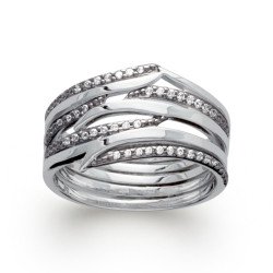 Bague Vagues Scintillantes Argent Rhodié Zircons | Kara Bijoux
