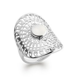 Bague Dentelle Argent Rhodié & Pierre de Lune - Kara Bijoux