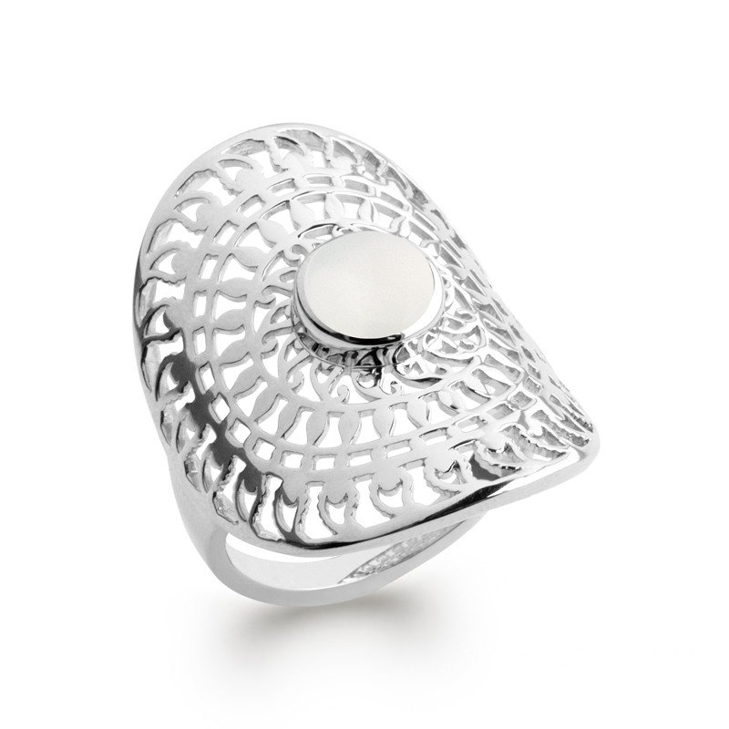 Bague Dentelle Argent Rhodié & Pierre de Lune - Kara Bijoux