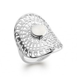 Bague Dentelle Argent Rhodié & Pierre de Lune - Kara Bijoux