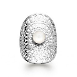 Bague Dentelle Argent Rhodié & Pierre de Lune - Kara Bijoux