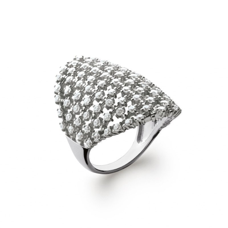 Bague Dôme Scintillant Argent Rhodié | Kara Bijoux
