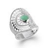 Bague Argent Rhodié Aventurine Ovale Filigrane - Kara Bijoux
