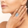 Bague Argent Rhodié Aventurine Ovale Filigrane - Kara Bijoux