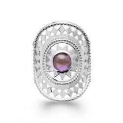 Bague Argent Rhodié Ornée de Pierre Violette | Kara Bijoux