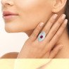 Bague Ovale Argent Rhodié & Cabochon Rouge - Kara Bijoux
