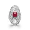 Bague Ovale Argent Rhodié & Cabochon Rouge - Kara Bijoux