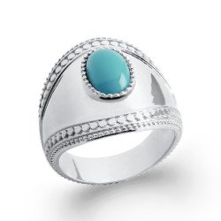 Bague Argent Rhodié Ovale Turquoise - Élégance & Éclat