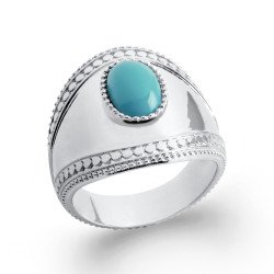 Bague Argent Rhodié Ovale Turquoise - Élégance & Éclat