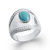 Bague Argent Rhodié Ovale Turquoise - Élégance & Éclat