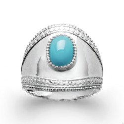 Bague Argent Rhodié Ovale Turquoise - Élégance & Éclat