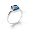 Bague Argent Rhodié Pierre Bleue Carrée - Kara Bijoux