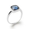 Bague Argent Rhodié Pierre Bleue Carrée - Kara Bijoux