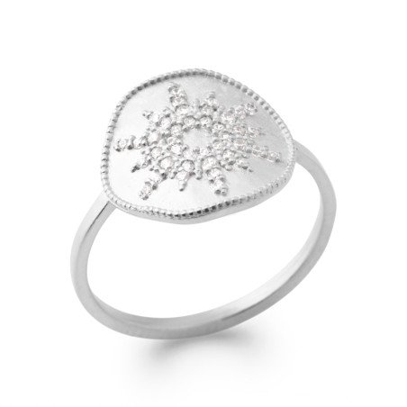 Bague Argent Rhodié Soleil Scintillant - Kara Bijoux