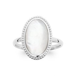Bague Nacre Ovale Perlée Argent Rhodié | Kara Bijoux