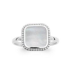 Bague Nacre Carré Perlée Argent Rhodié - Kara Bijoux