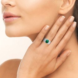 Bague Ovale Malachite Argent Rhodié - Kara Bijoux