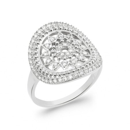Bague Ovale Scintillante Argent Rhodié - Kara Bijoux