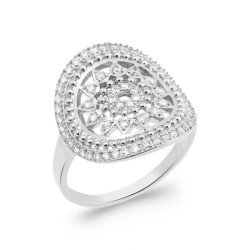 Bague Ovale Scintillante Argent Rhodié - Kara Bijoux