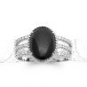 Bague Argent Rhodié Agate Noire | Bijou Élégant Kara Bijoux