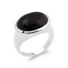 Bague Ovale Agate Noire | Argent Rhodié 925 | Kara Bijoux
