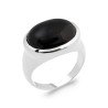 Bague Ovale Agate Noire | Argent Rhodié 925 | Kara Bijoux