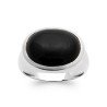 Bague Ovale Agate Noire | Argent Rhodié 925 | Kara Bijoux