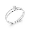 Bague Double Anneau Trèfle Zircons Argent Rhodié