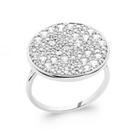 Bague Ovale Pavé Oxydes de Zirconium Argent Rhodié Kara Bijoux