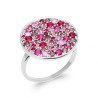 Bague Ovale Argent Rhodié Pavé de Gemmes Roses - Kara Bijoux