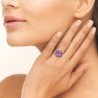Bague Ovale Argent Rhodié Pavé de Gemmes Roses - Kara Bijoux