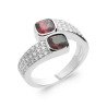 Bague Argent Rhodié Bypass Pierres Rouges | Kara Bijoux