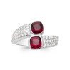 Bague Argent Rhodié Bypass Pierres Rouges | Kara Bijoux
