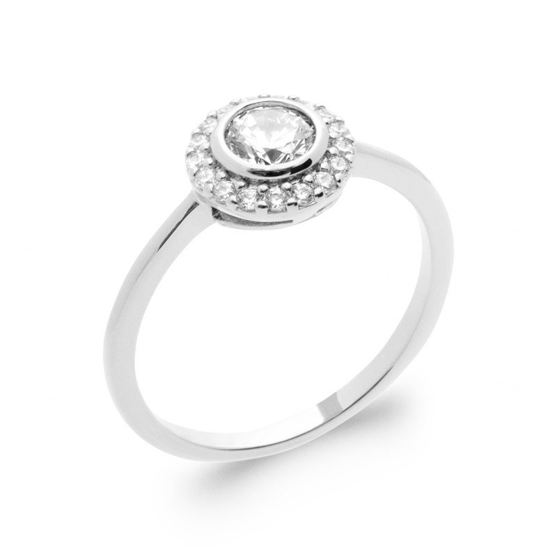 Bague Argent Rhodié Halo - Bijoux Scintillants Kara Bijoux