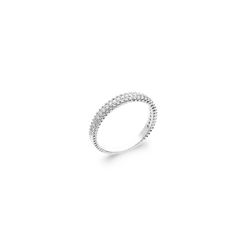 Bague Argent Rhodié Double Rang Scintillant - Kara Bijoux