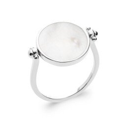 Bague Argent Rhodié Nacre Ronde | Bijoux Élégants