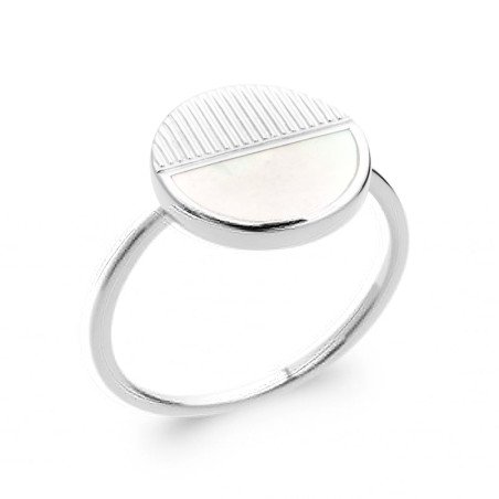 Bague Cercle Nacre et Argent Rhodié - Kara Bijoux