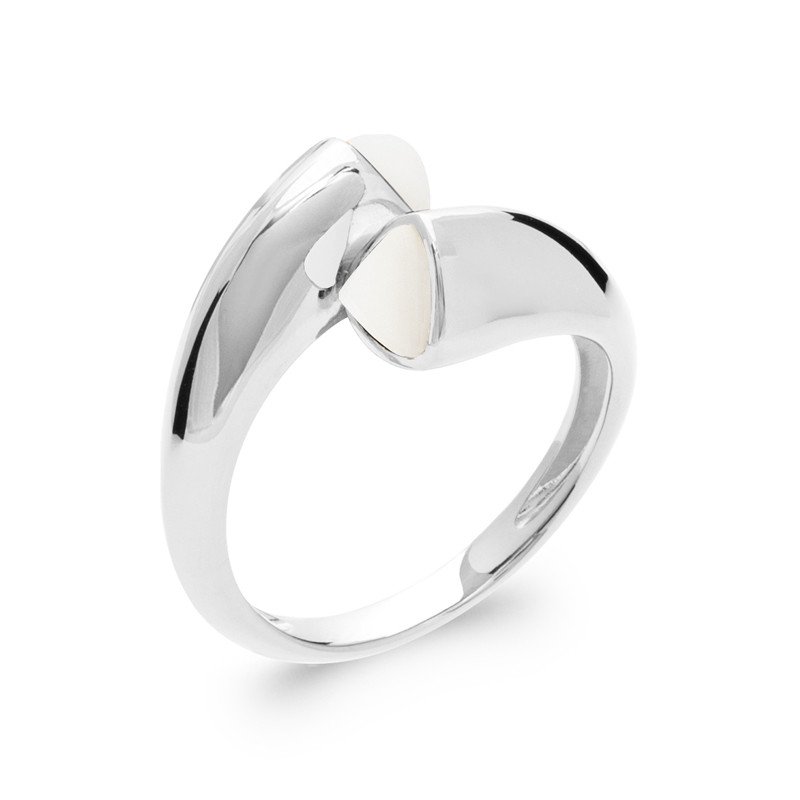 Bague Argent Rhodié et Nacre Épurée | Kara Bijoux