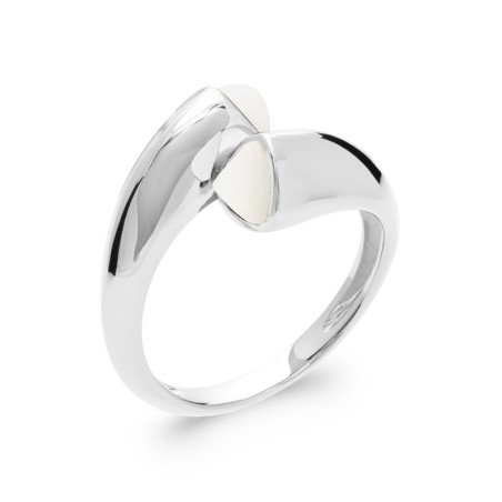 Bague Argent Rhodié et Nacre Épurée | Kara Bijoux