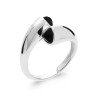Bague Argent Rhodié Agate Noire Design Ondulé | Kara Bijoux