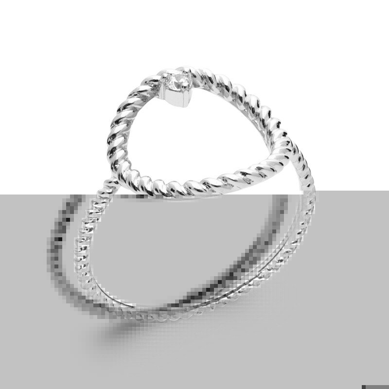 Bague Argent Rhodié Entrelacée Oxyde de Zirconium - Kara Bijoux